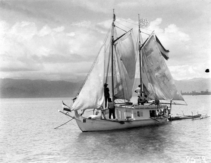 Old photo of a sailboat