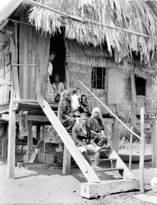 Vintage photo of a family at home in Sumbawa, Indonesia