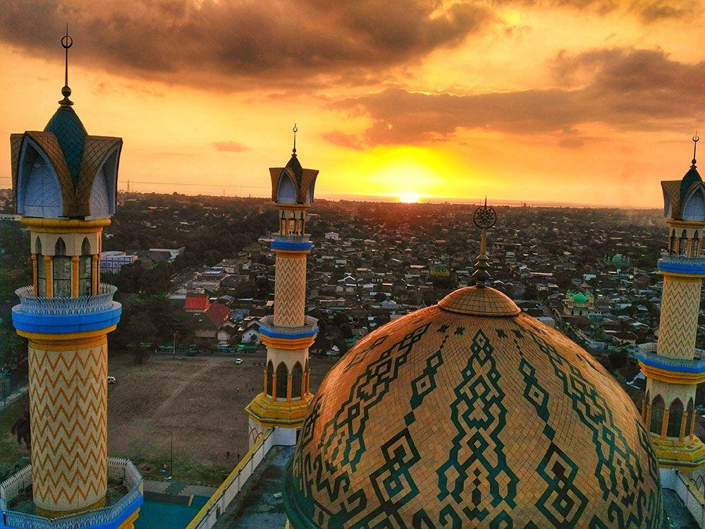 A beautiful Mosque in Lombok at sunset.