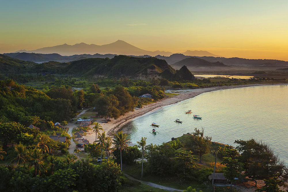 A Marvelous aerial view of the gorgeous Kuta Beach, Lombok