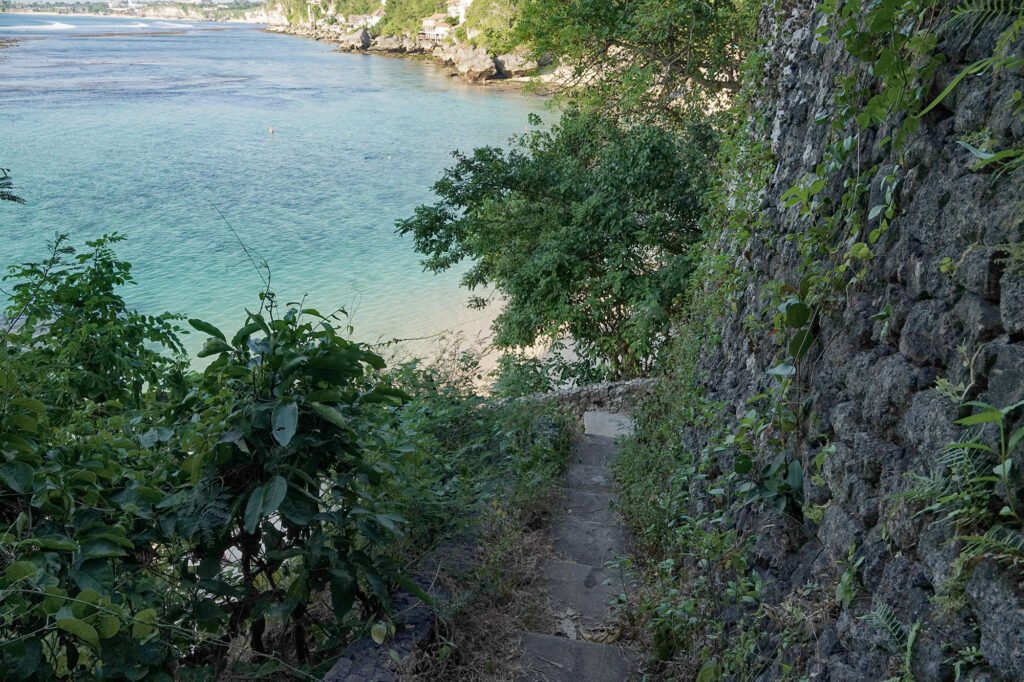 The road leads to the padang-padang beach