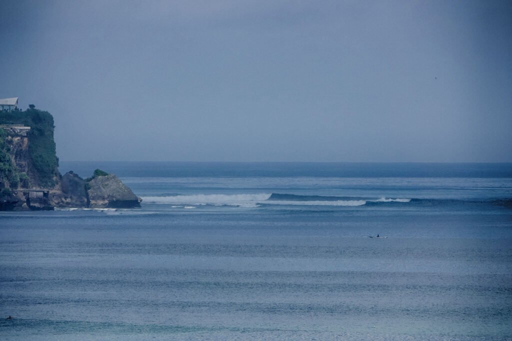 cliffs and blue sea accompanied by waves