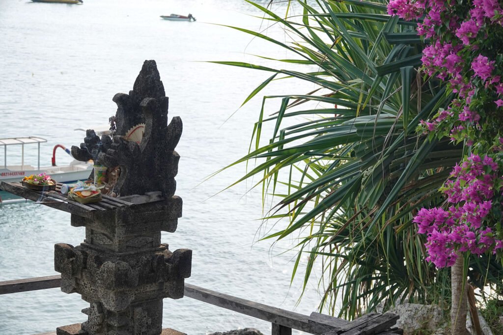 holy monument containing offerings near the beach