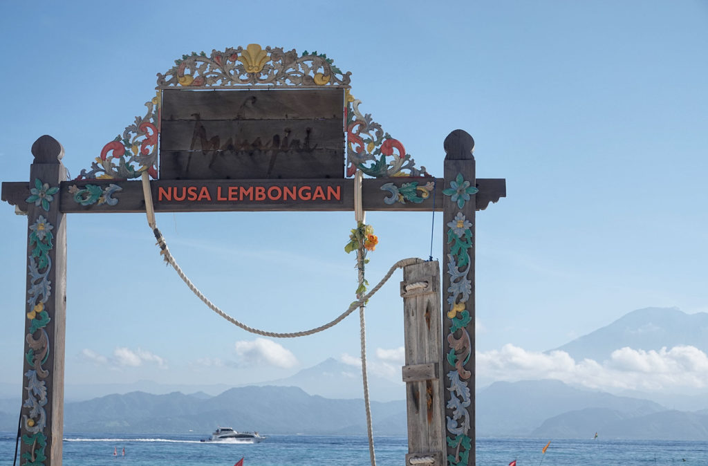 Mountain Agung on the right as seen from Nusa Lembongan island