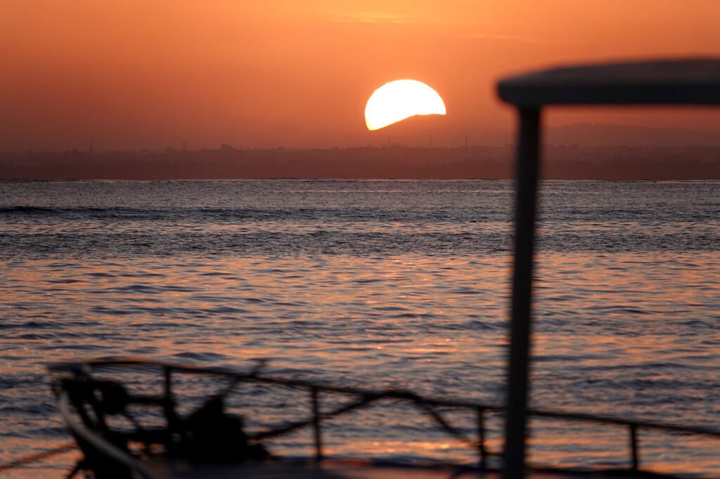 Sunset Behind Bali From Nusa Lembongan