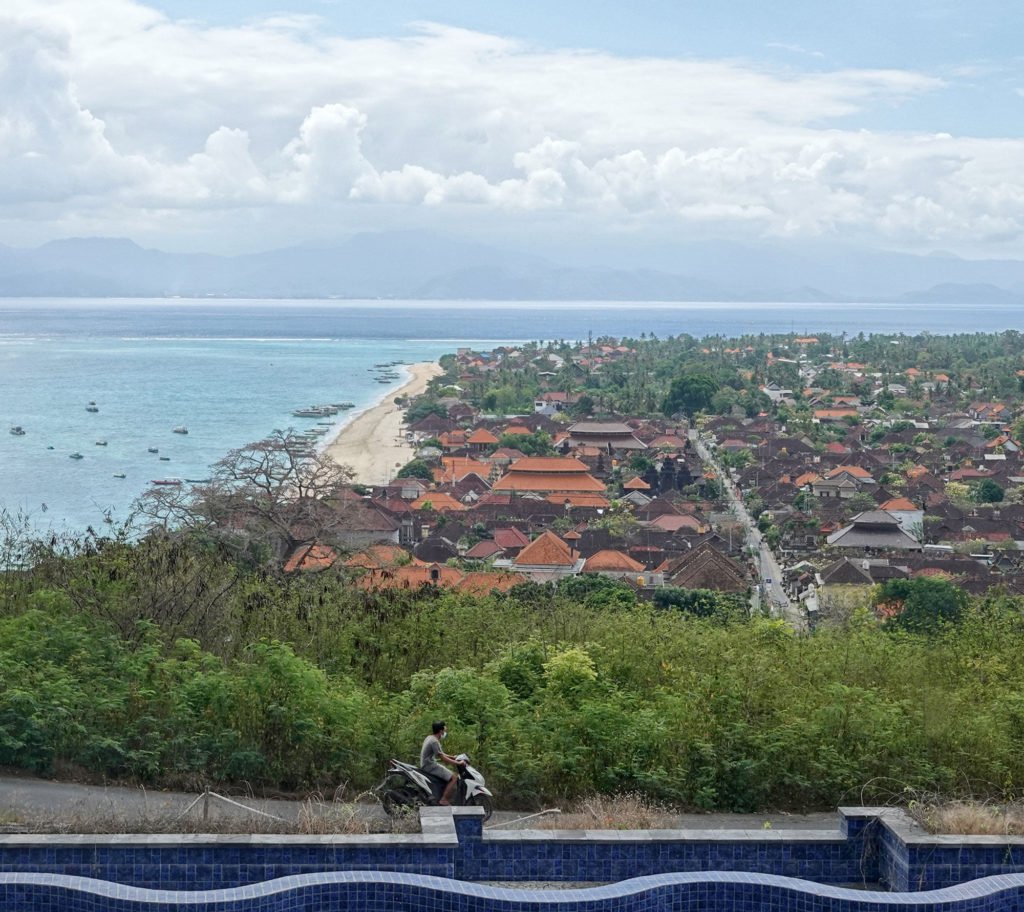 Jungutbatu village and bay from Panorama view point on the hill.
