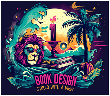 Lion with sunglasses candle and pile of books cool neon artwork